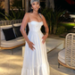 White Spaghetti Straps A-Line Fashion Summer Dress Long Party Dress, DP3207