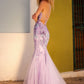 Enchanting Lavender Beaded Mermaid Evening Gown with Floral Embroidery DP8024