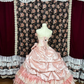 Vintage Pink Lace Satin Quinceanera A-Line Tiered Dress Evening Ball Gown DP6270