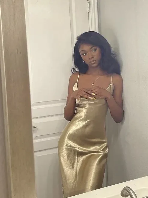 Gold Satin Cowl Neck Slip Maxi Dress Spaghetti Strap Formal Evening Go DSProm Gold Satin Cowl Neck Slip Maxi Dress Spaghetti Strap Formal Evening Go DSProm