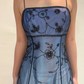 Elegant Blue Spaghetti Straps A-Line Vintage Long Party Dress, DP3990