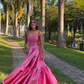 Lovely Pink A-Line Strapless Long Party Dress Birthday Outfits, DP3175