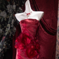Vintage Red Strapless Mermaid Evening Gown 3D Rose Floral Appliques Prom Dress DP8338