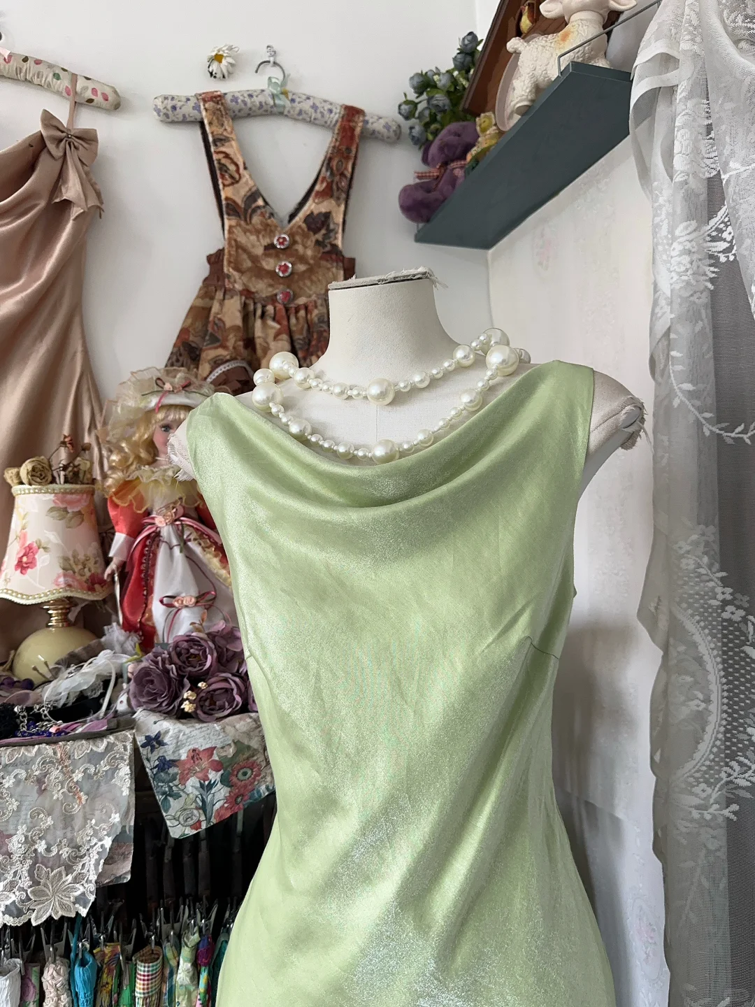 Gorgeous Light Green Cowl Neck Elegant Mermaid Long Evening Dress Prom Dresses DP6215