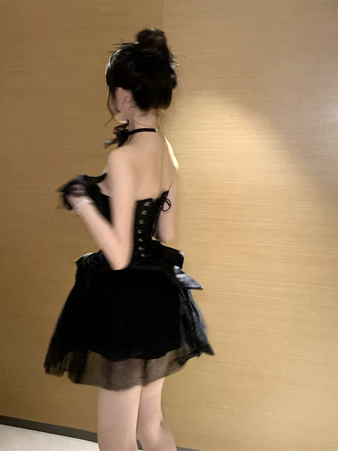 Elegant Black Strapless Tulle A-Line Homecoming Dress DP8807