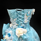 Robe de bal glamour turquoise sans bretelles, ornée d'appliqués floraux 3D et de volants en tulle, idéale pour les 16 ans (Quinceañera) DP7271