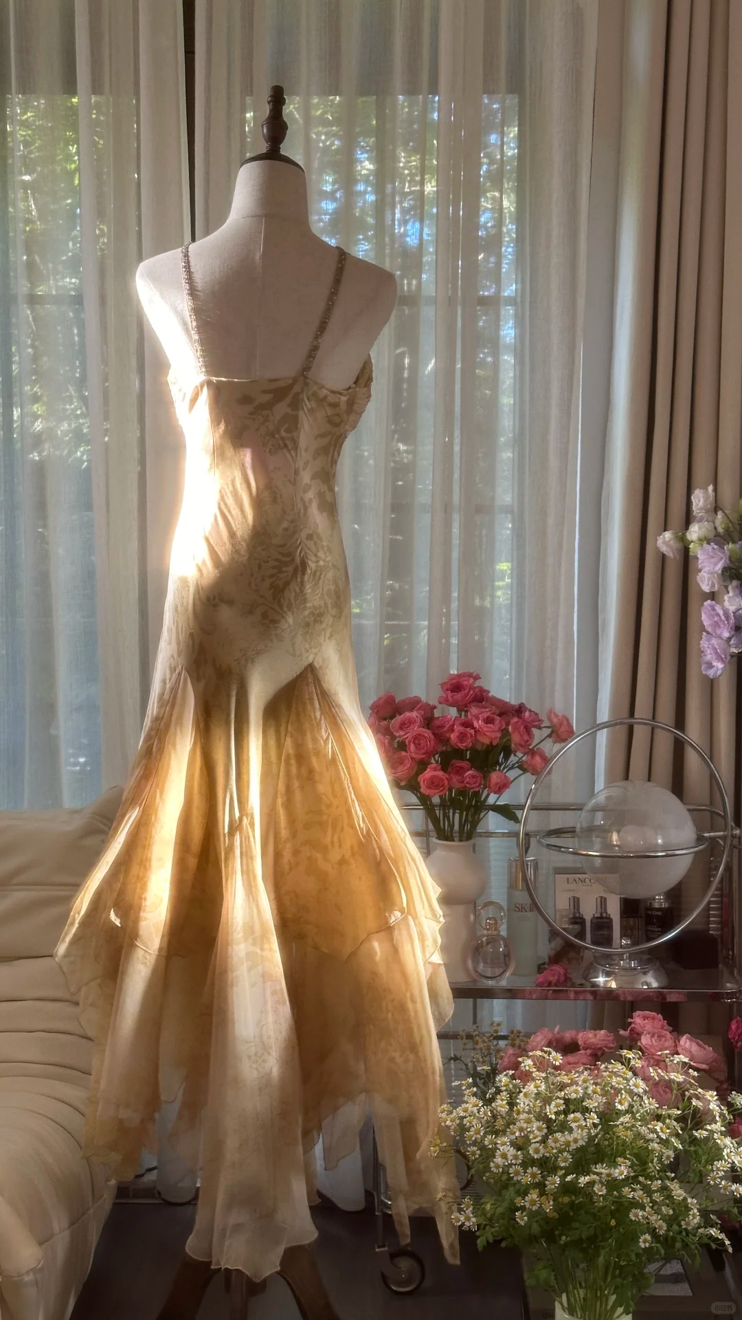 Retro Sweetheart Mermaid Spaghetti Strap Design A-line Romantic Chiffon Evening Dress Prom Dress, DP5986