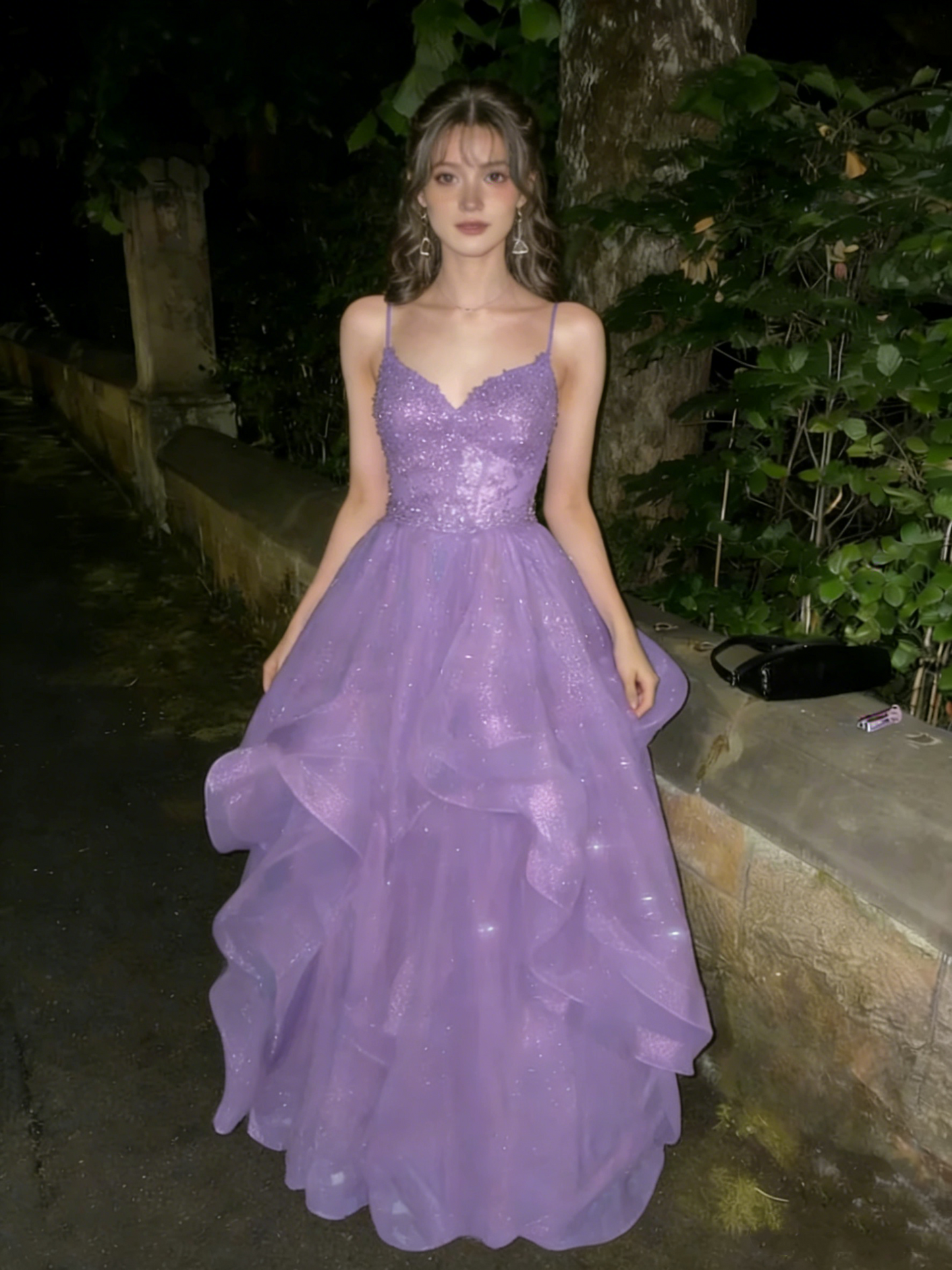 Glamorous Burgundy Spaghetti Strap Sequin Ruffled Sweet 15 Quinceanera Ball Gown DP7919