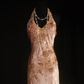 Glamorous Champagne Satin Halter-Neck Floral Embroidery Beaded Evening Gown DP7384