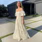 Elegant Off Shoulder A-Line Lace Retro Wedding Dress Vintage Party Dress, DP4627