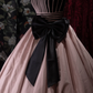 Elegant Pink  Black Striped Bodice Sweetheart Strapless Bow Ball Gown DP8345
