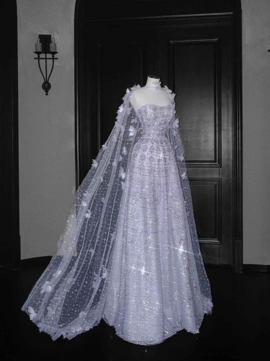 Gorgeous Lilac Strapless A-Line Beading Long Evening Dress Birthday Outfits, DP5087