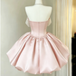Elegant Pink Satin Off-the-Shoulder Beaded A-Line Homecoming Dress DP8723