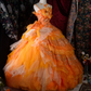 Elegant Orange Detachable Ruffled Tiered Beaded Sweet 16 Quinceanera Ball Gown DP7412