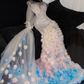 Gorgeous Sparkling Beaded Sequin Mermaid 3D Flowers Design Tulle Evening Dress Prom Dresses DP6163