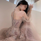 Pink Long Sleeves A-Line Elegant Long Formal Prom Dress Evening Gown, DP4225