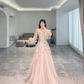 Pink Long Sleeves A-Line Elegant Long Formal Prom Dress Evening Gown, DP4225