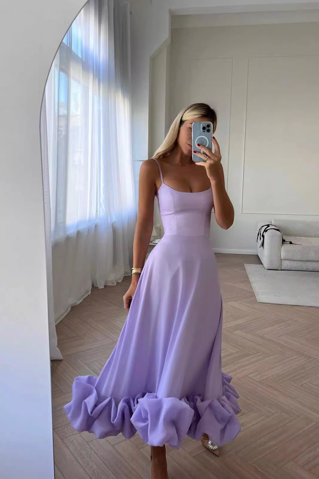 ruffle hem party dress Amazon.com: FANGHEIA Asymmetric Ruffle Hem Prom Dress Spaghetti Straps Backless Satin Evening Dresses with High Slit Aqua : Clothing, Shoes & Jewelry
