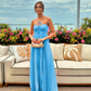 Elegant Strapless Pleated Chiffon A-Line Prom Dress DP8455