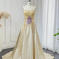 Elegant Ivory Beaded Prom Dress A-Line Beaded Evening Gown Satin Party Dress Long Formal Dress DP6739