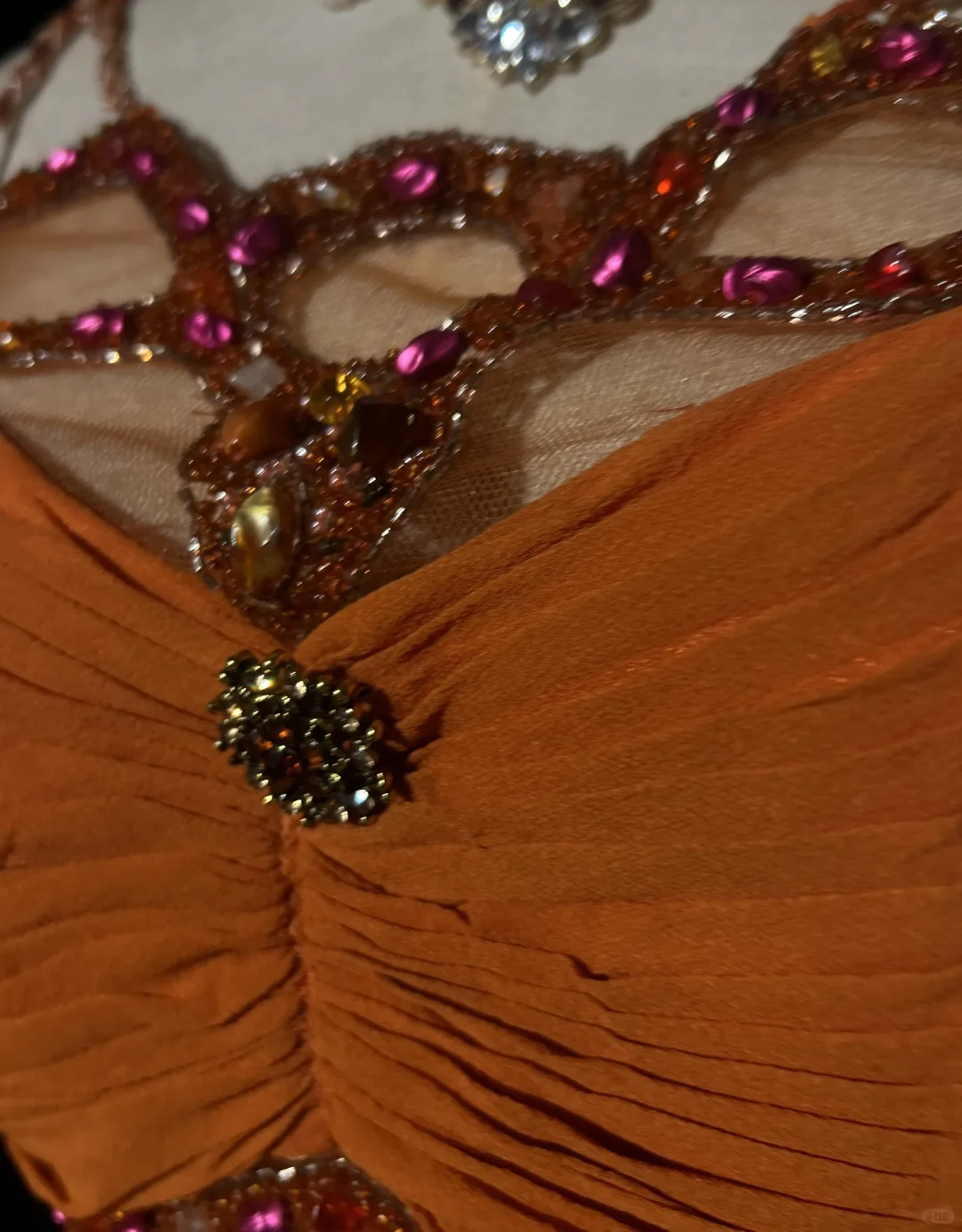 Vintage-Inspired Orange Spaghetti Strap Beaded Embellishment & Leopard Print Prom Dress DP7282