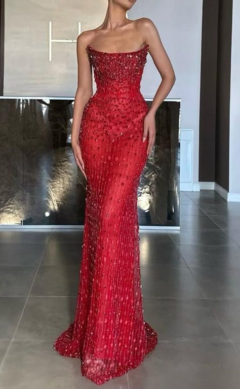 Vintage Burgundy Glittering Sequin Prom Dress Strapless Sheath Evening Dress Slit Party Dress Long Formal Dress DP6862