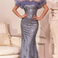 Vintage Beaded Mermaid Prom Dress Off-the-shoulder Evening Dress Long Formal Dress, DP6604