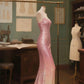 Enchanted Pink Ombre Sequin Mermaid Sweetheart Strapless Evening Gown DP7924
