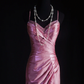 Elegant Dusty Rose Satin Mermaid Spaghetti Straps Sweetheart Evening Gown DP7385