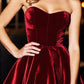 Elegant Burgundy Velvet Strapless Sweetheart Mini A-Line Homecoming Dress DP8732