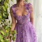 Elegant Sage Green 3D Floral Tulle Maxi High Slit Evening Dress DP8072