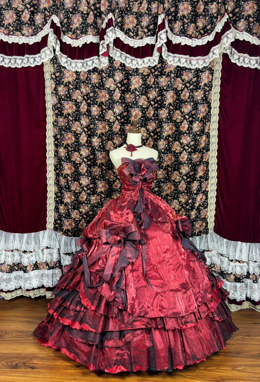 Wunderschönes burgunderrotes Satin Sweet 16 Quinceanera trägerloses A-Linie bodenlanges Ballkleid Geburtstagskleid Abendkleid Ballkleid DP6421