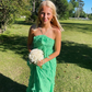 Elegant Green A-Line Long Party Dress Charming Wedding Guest Dress, DP2401