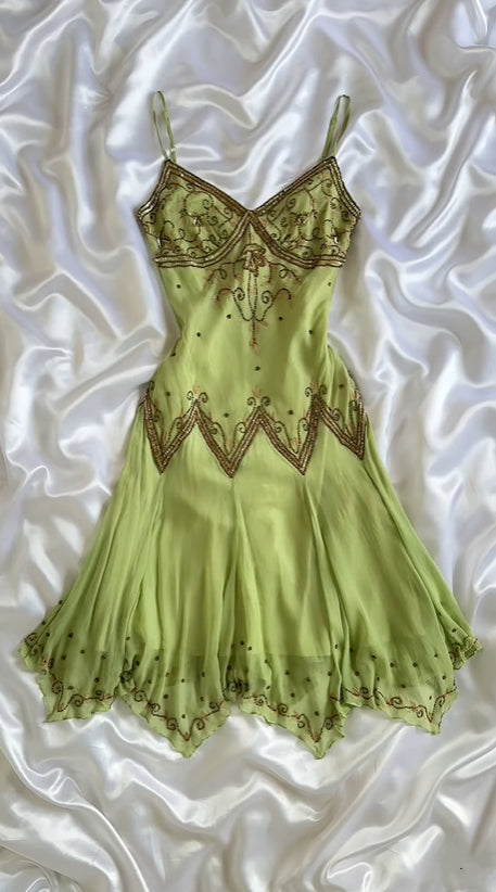 Vintage Embroidery Chiffon Spaghetti Strap Homecoming Dress Party Dress Cocktail Dress DP6676
