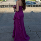 Elegant Magenta Strapless Sheath Ruffle Prom Dress DP8482