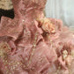 Glamorous Pink Tiered Tulle Strapless Sequin Beaded Sweet 16 Quinceanera Ball Gown DP7300