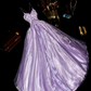 Vintage Lavender Satin Embroidery Spaghetti Straps A-Line Evening Gown DP7296