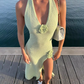 Light Green Halter-Neck Maxi Dress 3D Flower Bodycon Slit Knit Cocktail Party Dress DP8236