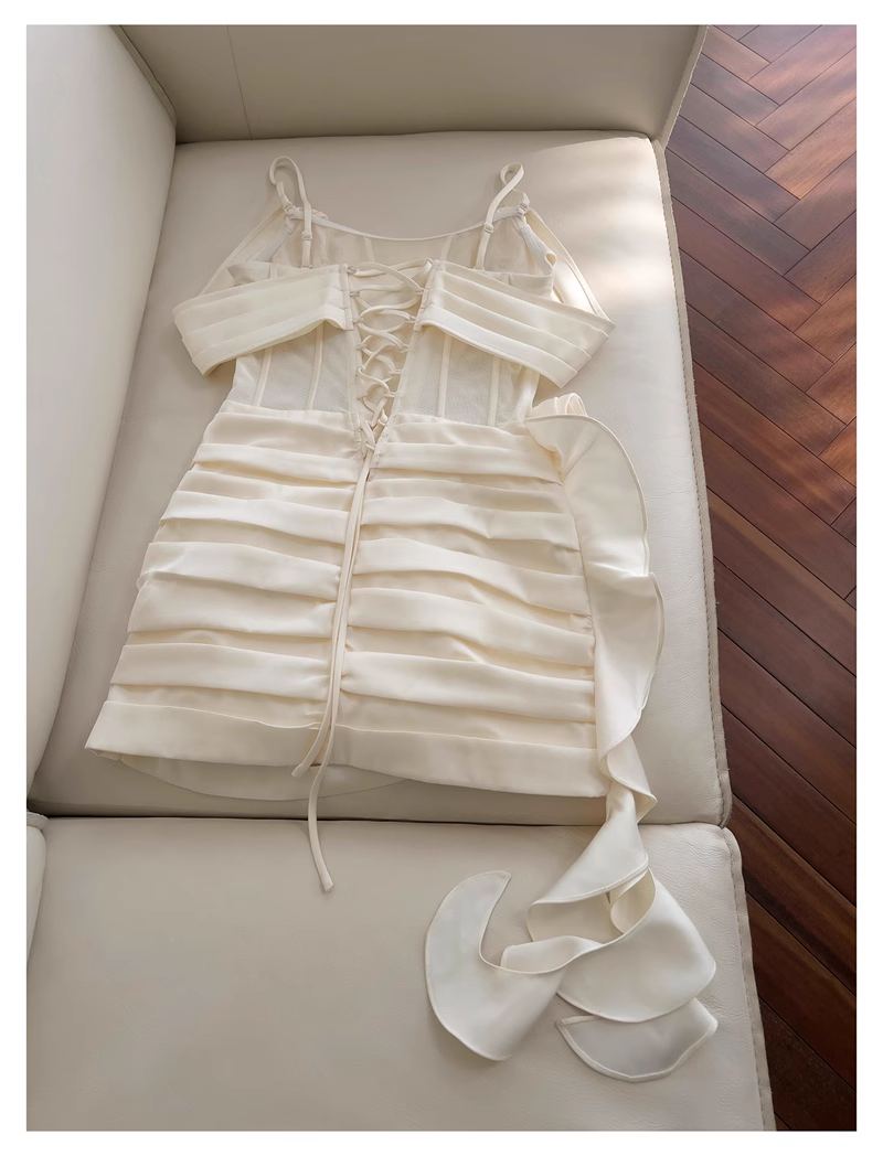 Vintage Beige Spaghetti Strap Design Sheath Party Dresses Homecoming Dresses, DP5803