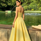 Elegant Yellow Sweetheart Spaghetti Strap A-Line Prom Dress DP8571
