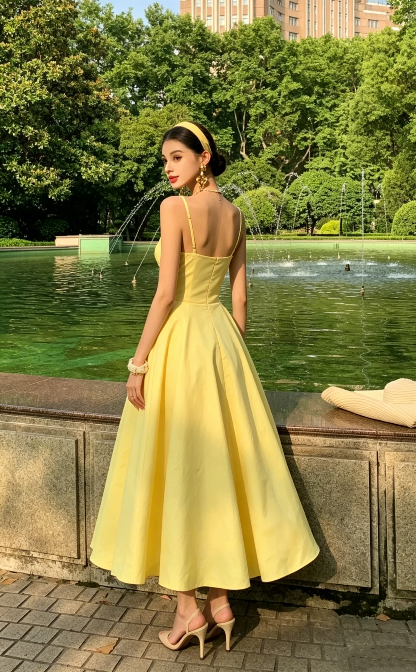 Elegant Yellow Sweetheart Spaghetti Strap A-Line Prom Dress DP8571