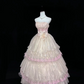 Glamorous Pink Lace Applique 3D Rose Strapless Tulle Sweet 16 Quinceanera Ball Gown DP7355