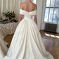 Romantisches elfenbeinfarbenes schulterfreies A-Linien-Brautkleid aus Taft DP8434