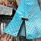 Retro Light Blue Polka Dot Strapless Bow Detail Homecoming Dress DP8334