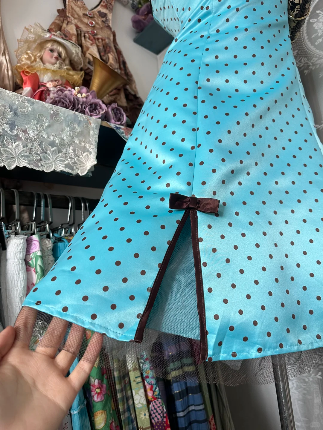 sachin and babi light blue dress Black polka dot Tulle strapless corset short dress Homecoming Dress cg –  classygown main image 1