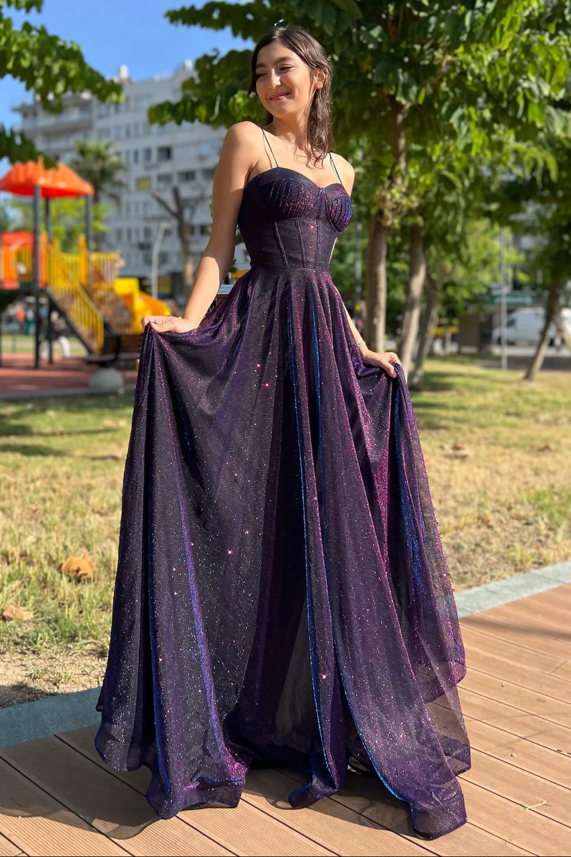 Glamouröses, lilafarbenes Glitzer-Ballkleid mit Herzausschnitt für Sweet 16 Quinceañera DP7921