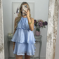 Blue Halter Layered Short Party Dress Homecoming Dress, DP2727