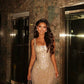 Glamorous Champagne Beaded Mermaid Straps Evening Gown DP8012