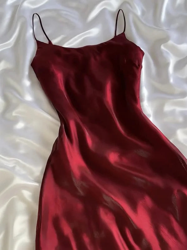 Robe de bal vintage bordeaux en mousseline de soie, fourreau à bretelles spaghetti, robe de soirée longue et formelle DP6678