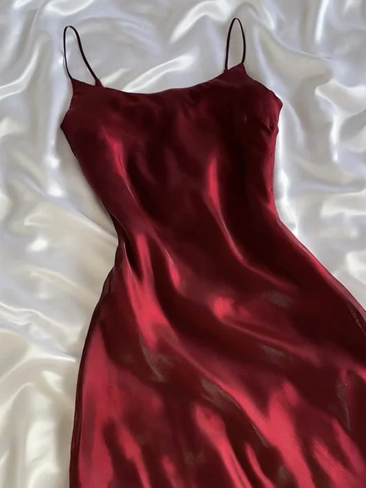 Robe de bal vintage bordeaux en mousseline de soie, fourreau à bretelles spaghetti, robe de soirée longue et formelle DP6678